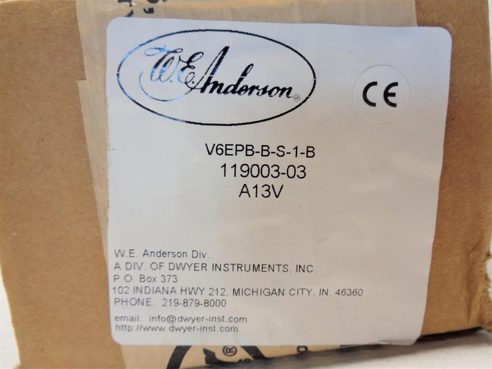 W.E. Anderson 1/2" NPT Bronze Flotect Flow Switch V6EPBBS1B